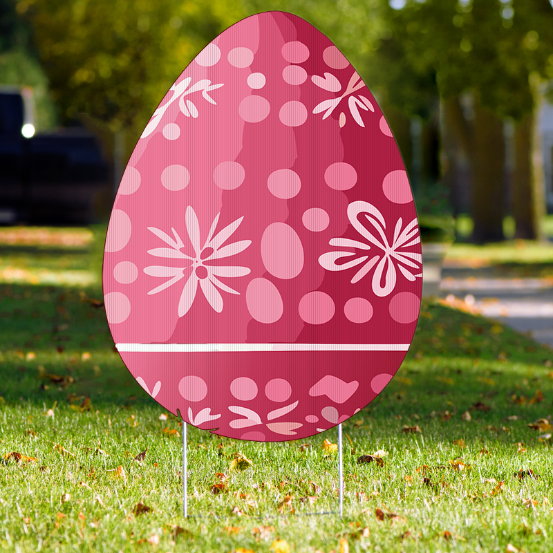 Easter Egg Yard Sign - Pink- A
